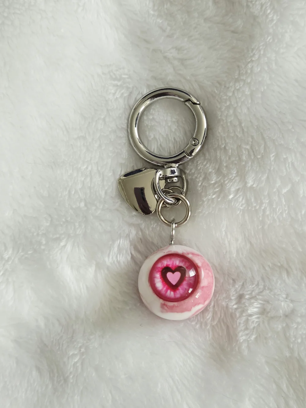 Pink Heart Eyeball Keychain Bag Charm